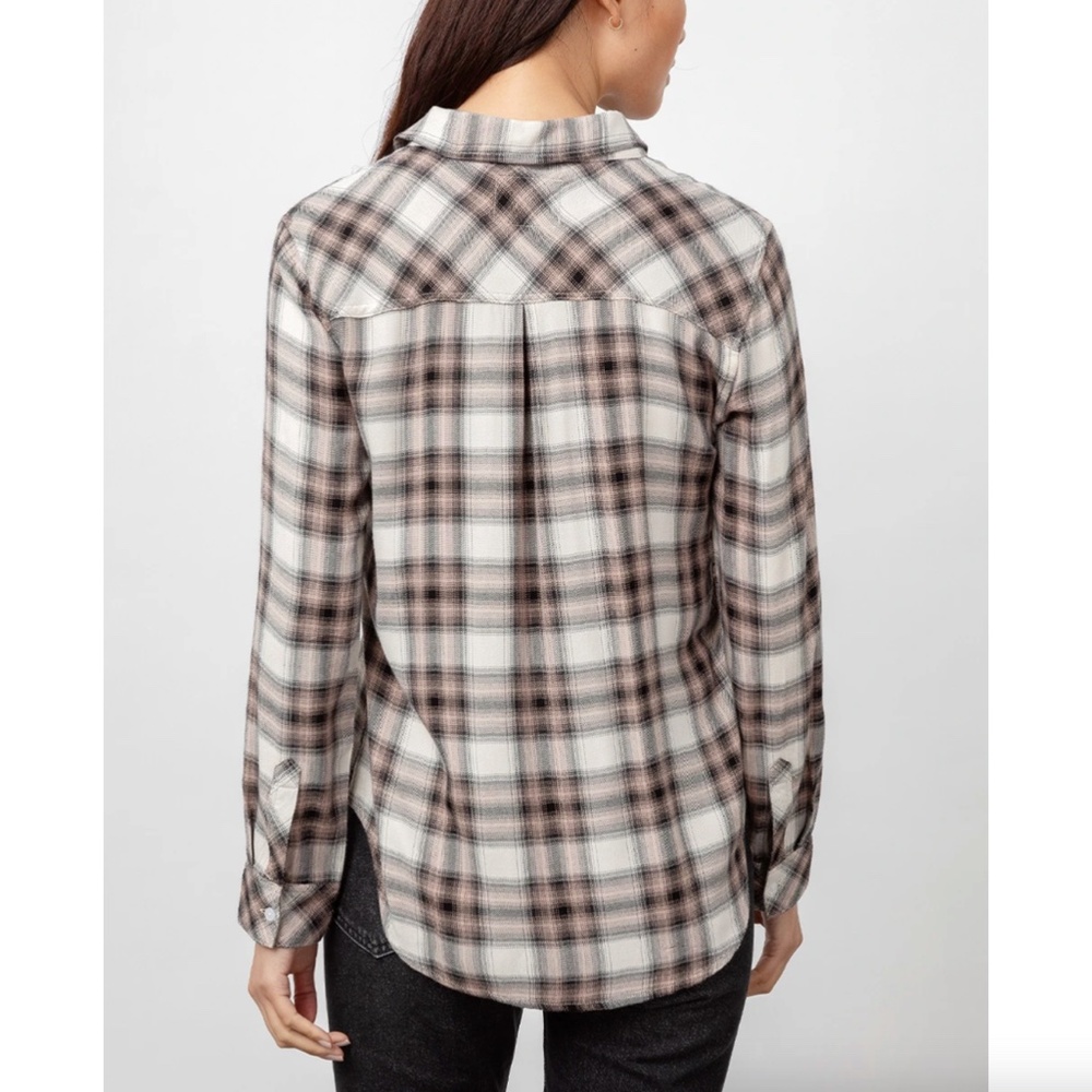 Rails Hunter Shirt Plaid Button Up Long Sleeve Ivory Coal Blush Size Medium - Picture 2 of 15
